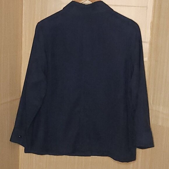 Croft & Barrow Blue Suede Feel Long Sleeve Button Down Lightweight Jacket 1X - Picture 2 of 6